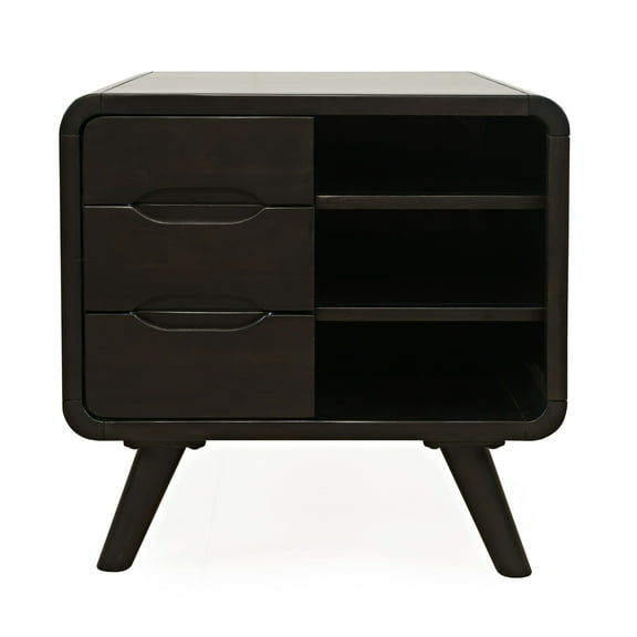 Jofran Marlowe Mid-Century Modern 24" Curved End Table with Storage Drawers
