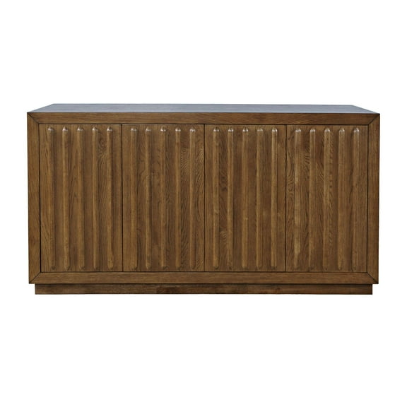 Jofran Maven 60" Mid-Century Modern Fluted Four Door Sideboard Storage Cabinet