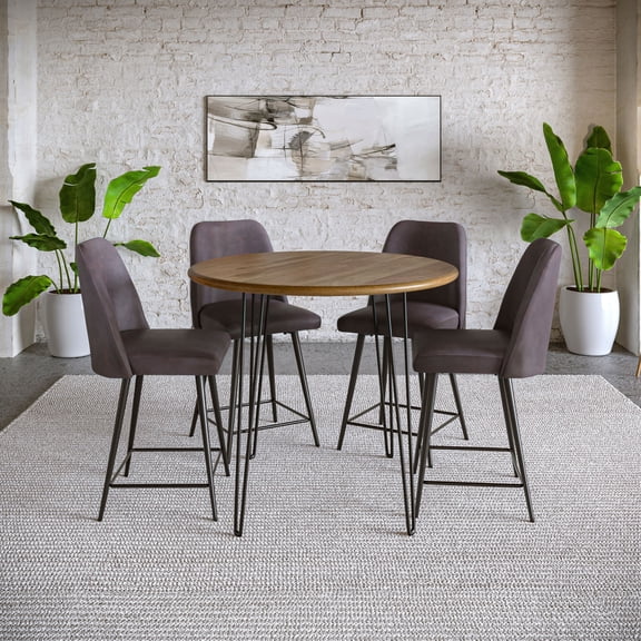 Jofran Maddox Mid-Century Modern Faux Leather Upholstered Counter Height Barstool (Set of 2)