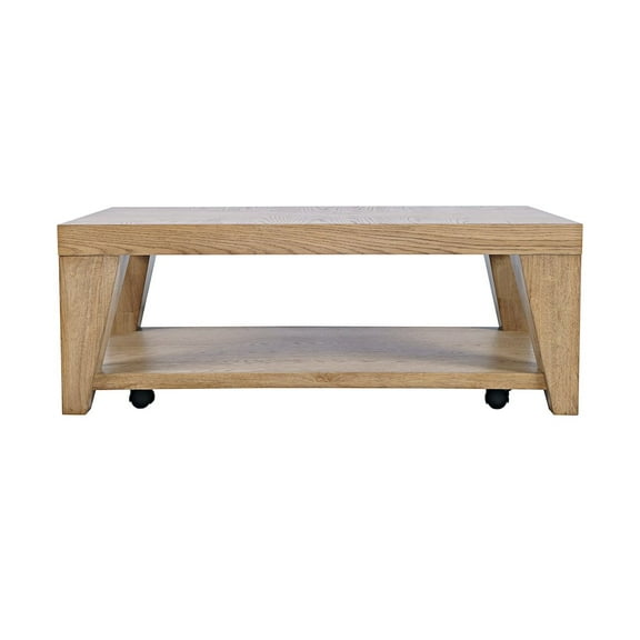 Jofran Modern Contemporary 50" Coffee Table with Storage Shelf and Hidden Casters