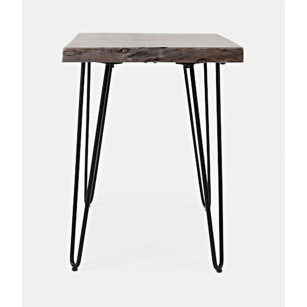 Slate Acacia Wood Chairside Table with Hairpin Metal Legs