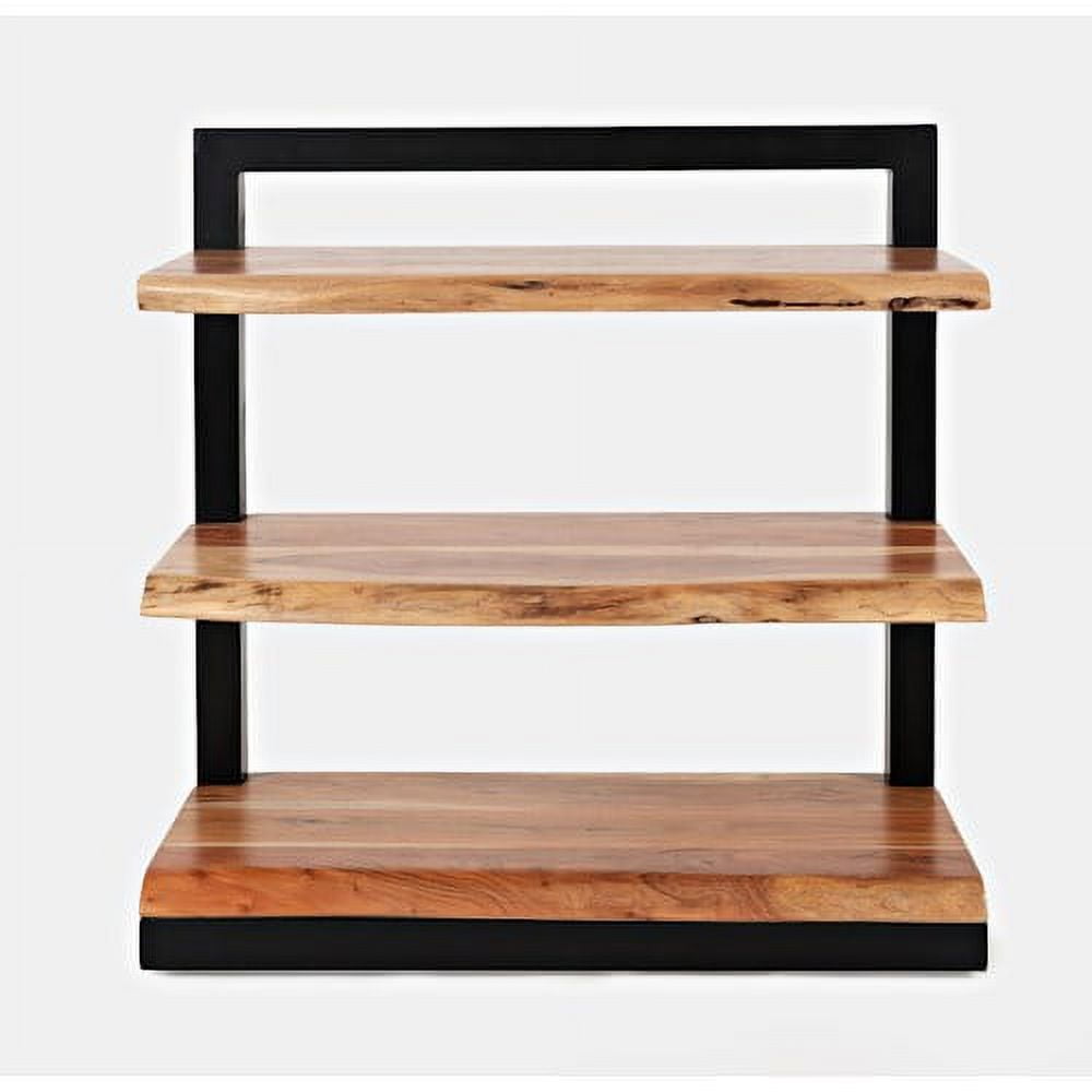Acacia Wood and Metal Industrial 3-Shelf Bookcase