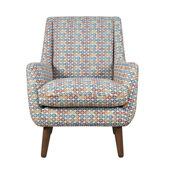 Jofran Nielsen Mid-Century Modern Upholstered Retro Geometric Fabric Accent Chair
