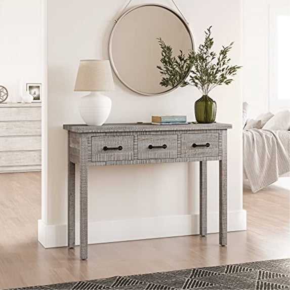 Jofran North Coast 42" Washed Finish Three Drawer USB Charging Sofa Table