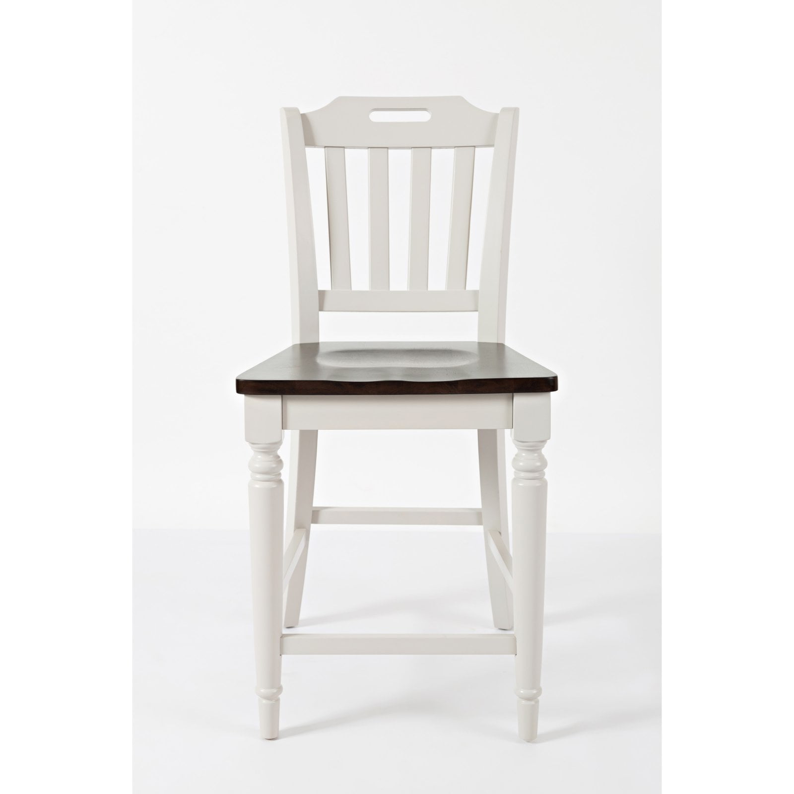Orchard Park White and Brown Wood Slatback Counter Stools, Set of 2