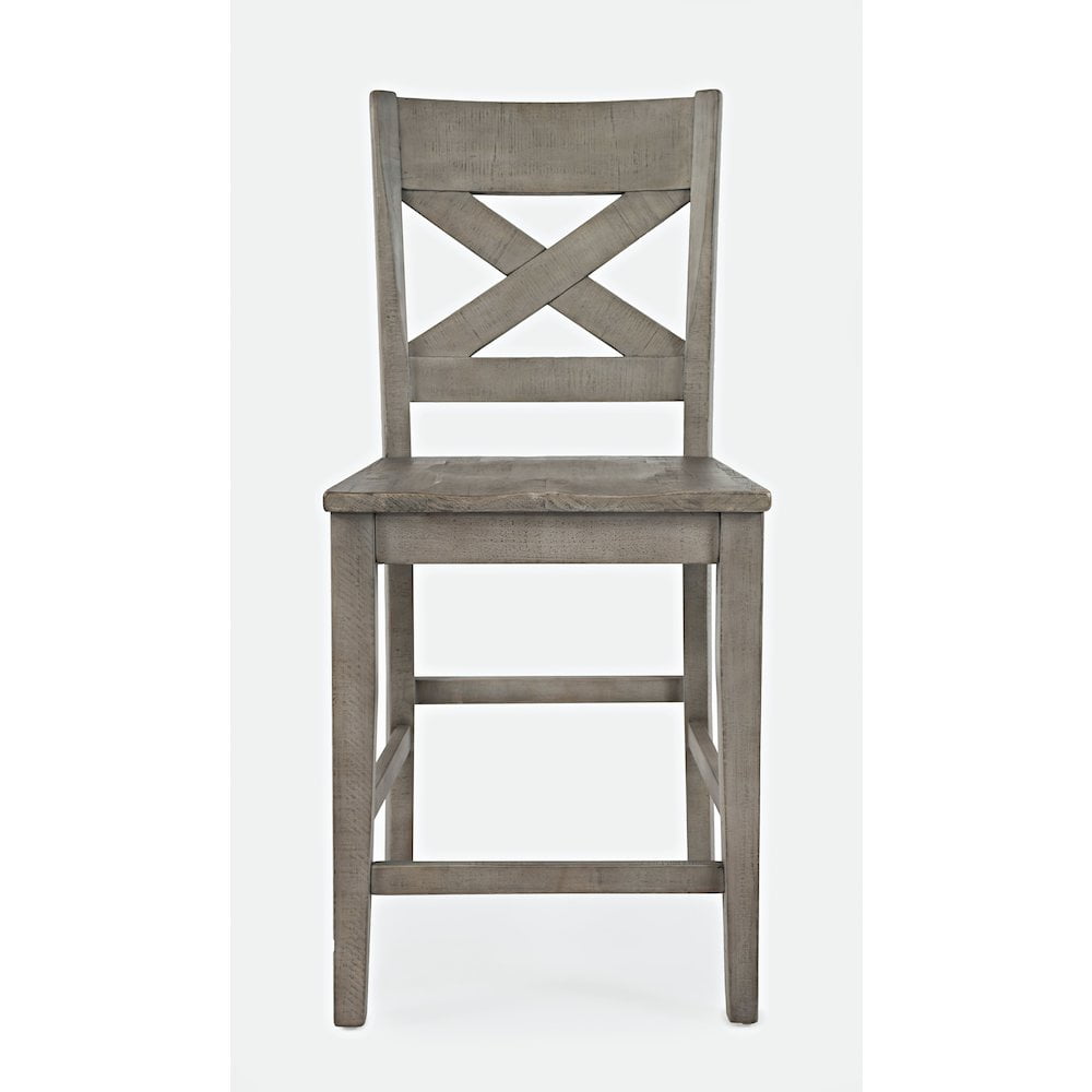 Gray Reclaimed Pine X-Back Counter Stools, Set of 2