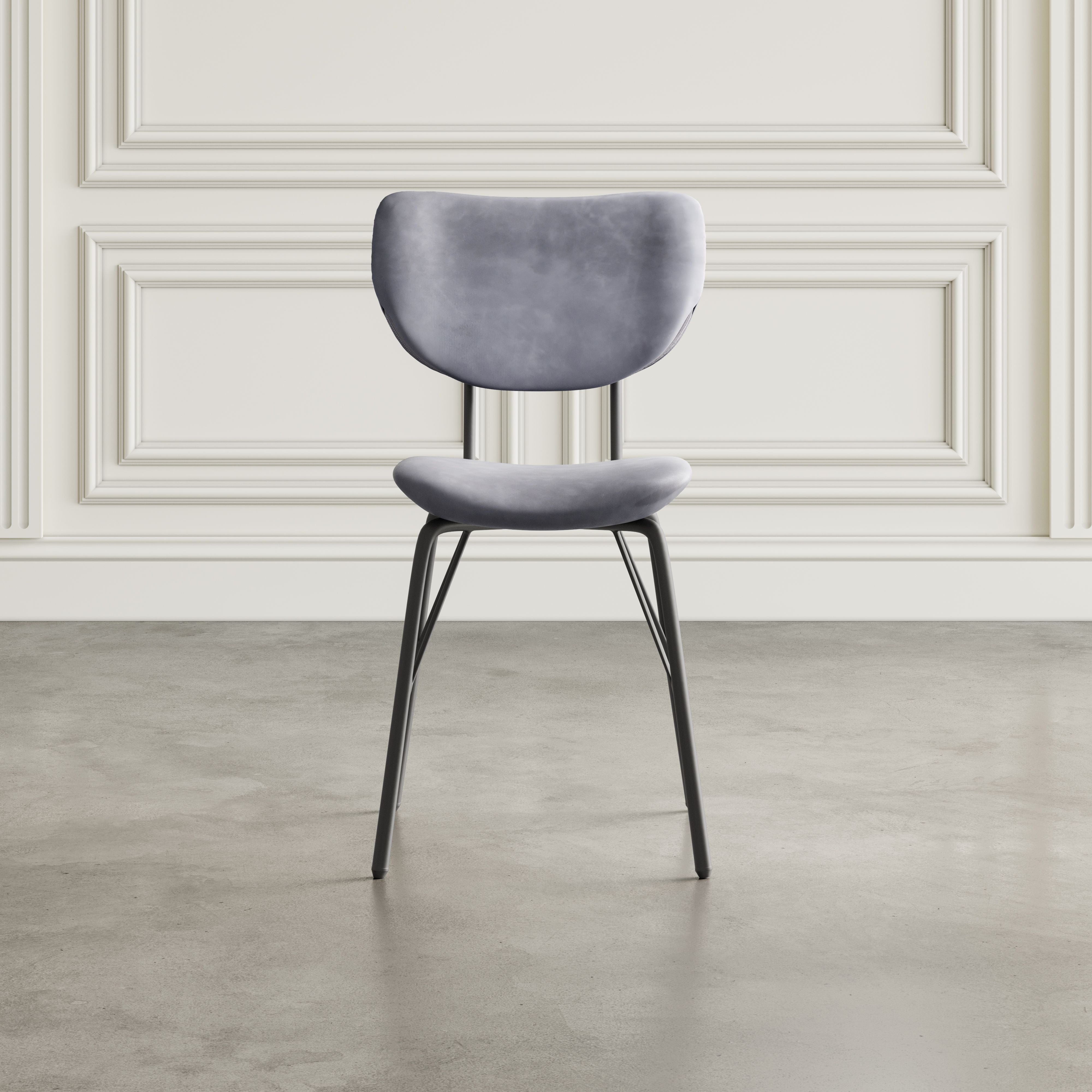 Gray Faux Leather Upholstered Metal Side Chair