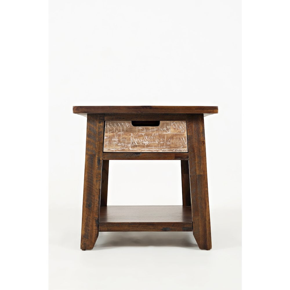 Jofran Painted Canyon Rustic Solid Acacia  End Table