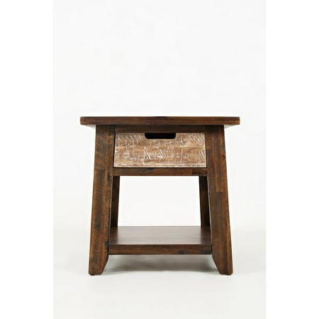 Jofran Painted Canyon Rustic Solid Acacia End Table