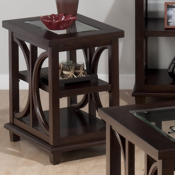 Jofran Panama Brown Contemporary Wood and Glass Small End Table