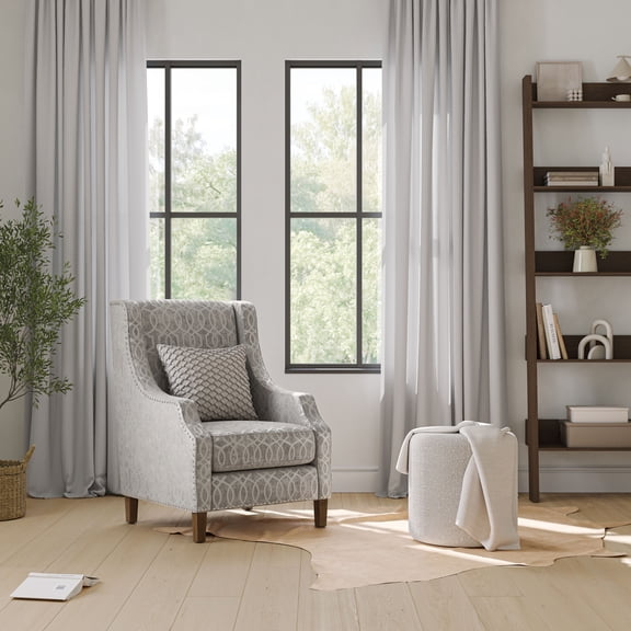 Jofran Quinn Upholstered Geometric Pattern Accent Chair with Nailhead Trim