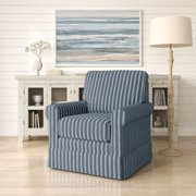 Jofran Riley Traditional Striped Upholstered Skirted Swivel Accent Chair