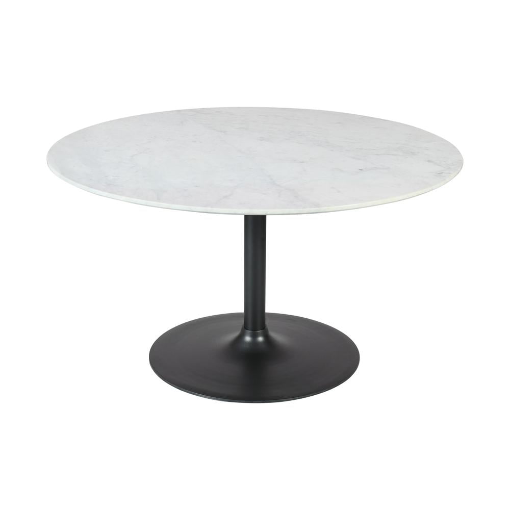 Rowan 54" Round Black Cast Iron and Marble Dining Table