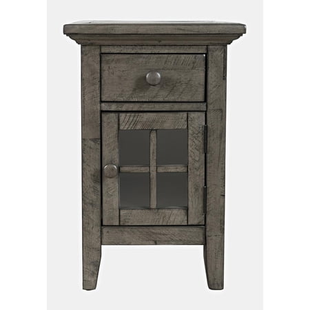Jofran Rustic Shores Distressed Acacia USB Charging Chairside End Table