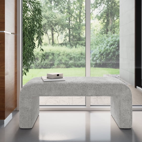 Jofran Sophia Modern Luxury Curved Upholstered Jacquard Bench - Small