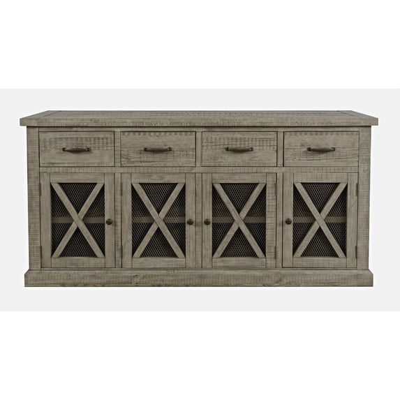 Jofran Telluride 70" Rustic Distressed Pine Four Drawer Sideboard Buffet Server