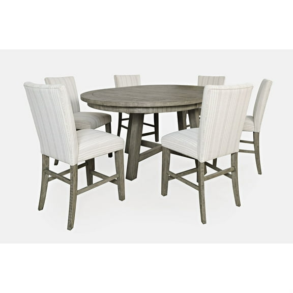 Jofran Telluride Contemporary Rustic Farmhouse Seven Piece Counter Height Dining Table Set