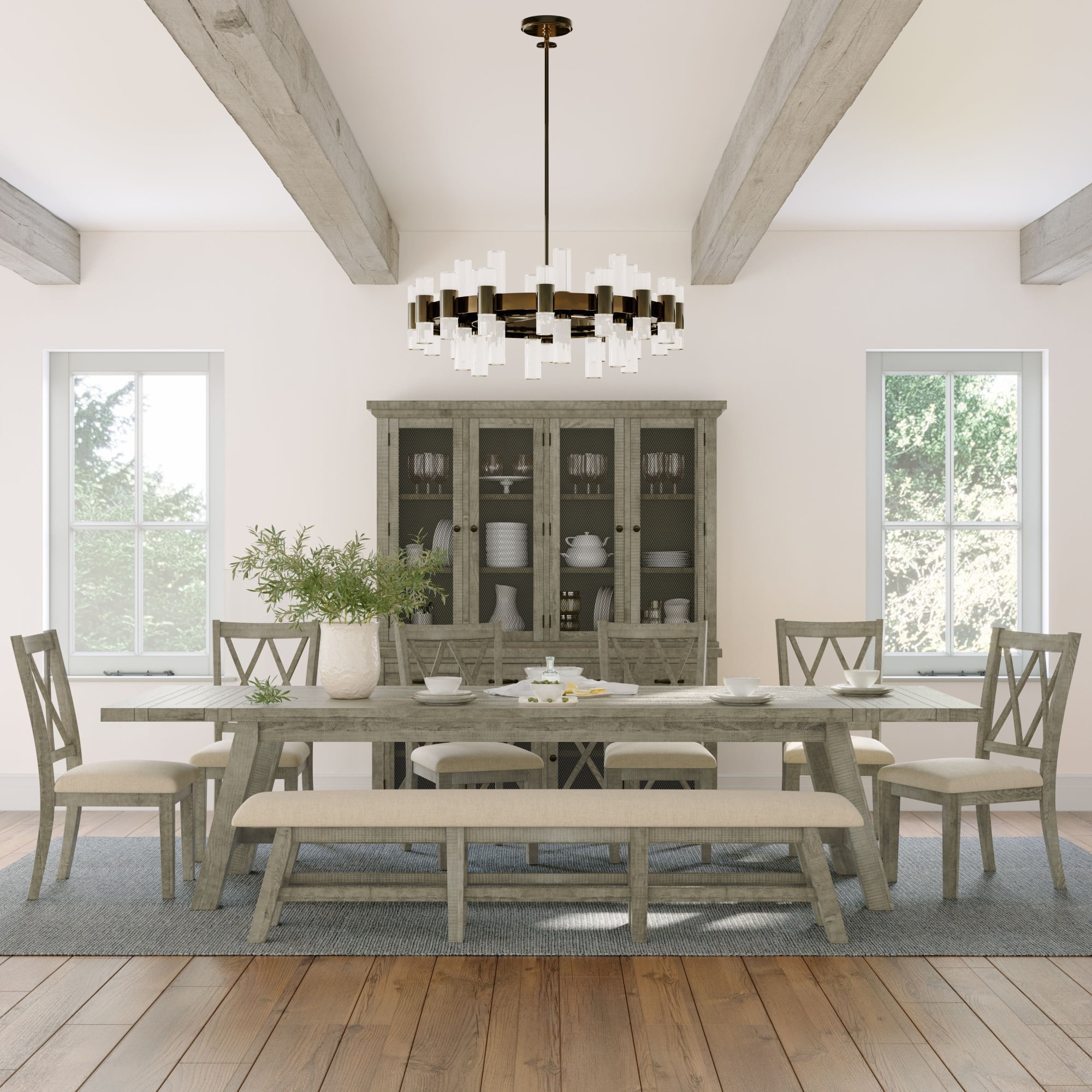 Telluride Driftwood Grey 8-Piece Extendable Pine Dining Set