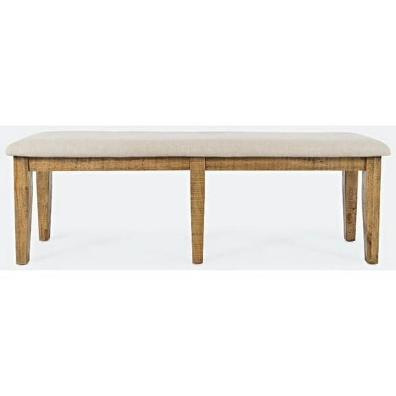 Jofran Telluride Rustic Distressed Pine 55" Upholstered Dining Bench