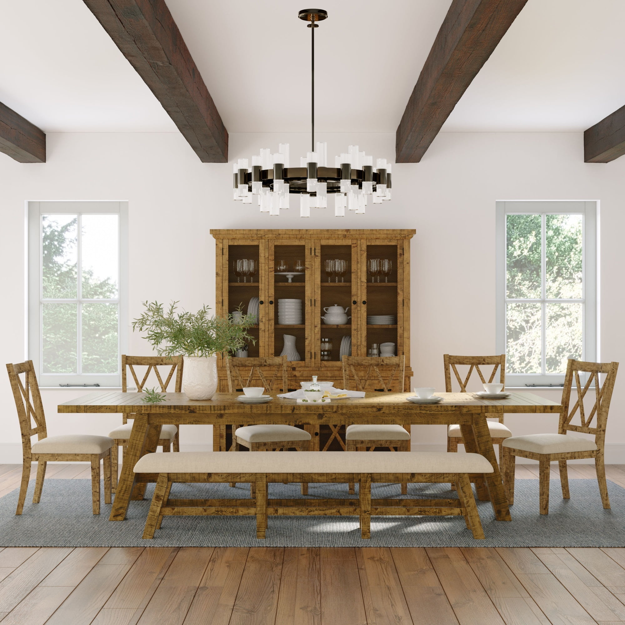 Telluride Rustic Gold Reclaimed Wood Extendable Dining Table