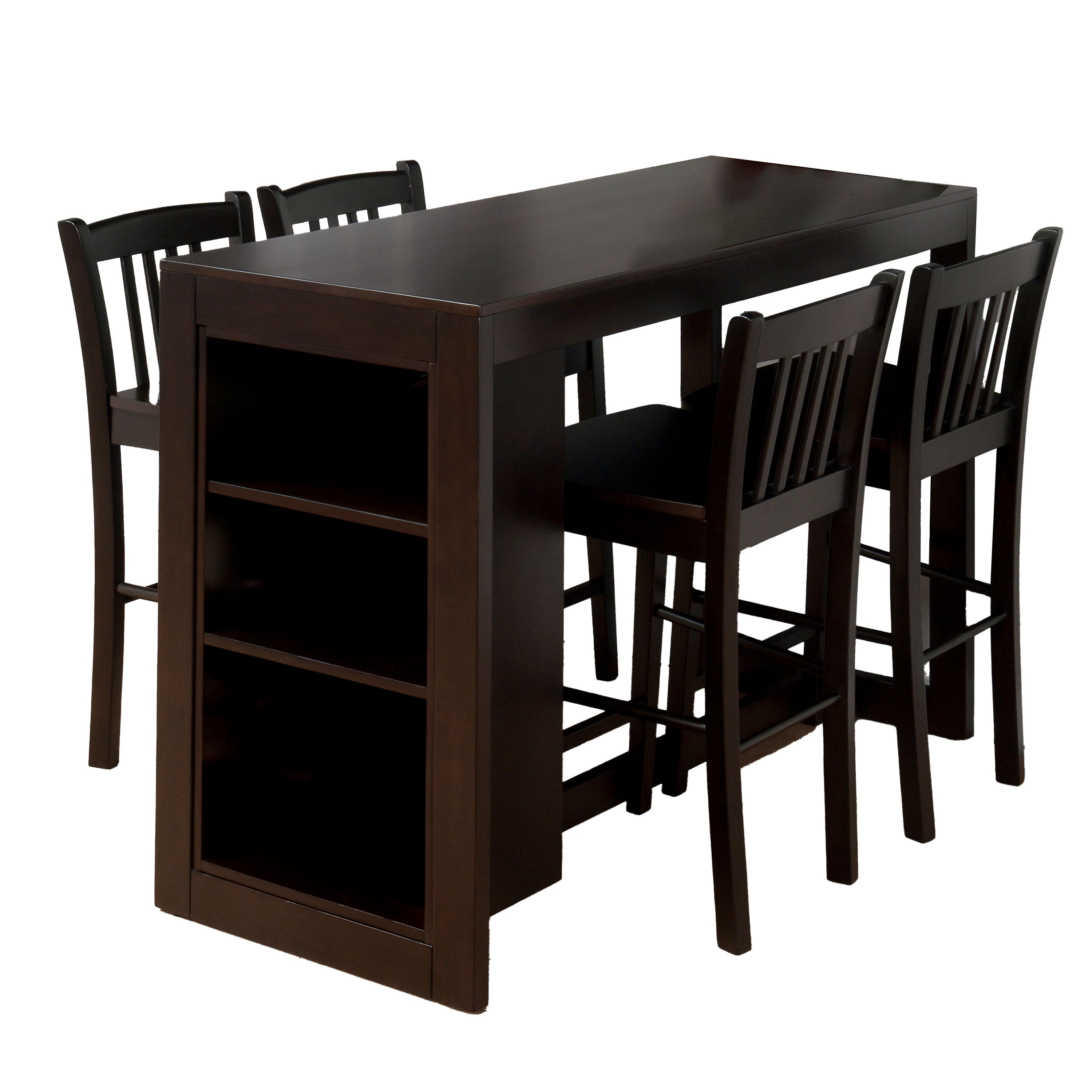 Jofran Tribeca Five Piece Counter Height 48 Contemporary Dining Set with Cross Back Barstools and Storage