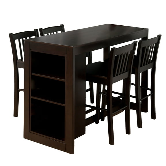 Jofran Tribeca Five Piece Counter Height 48" Contemporary Dining Set with Cross-Back Barstools and Storage
