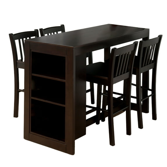 Jofran Tribeca Five Piece Counter Height 48" Contemporary Dining Set with Cross-Back Barstools and Storage
