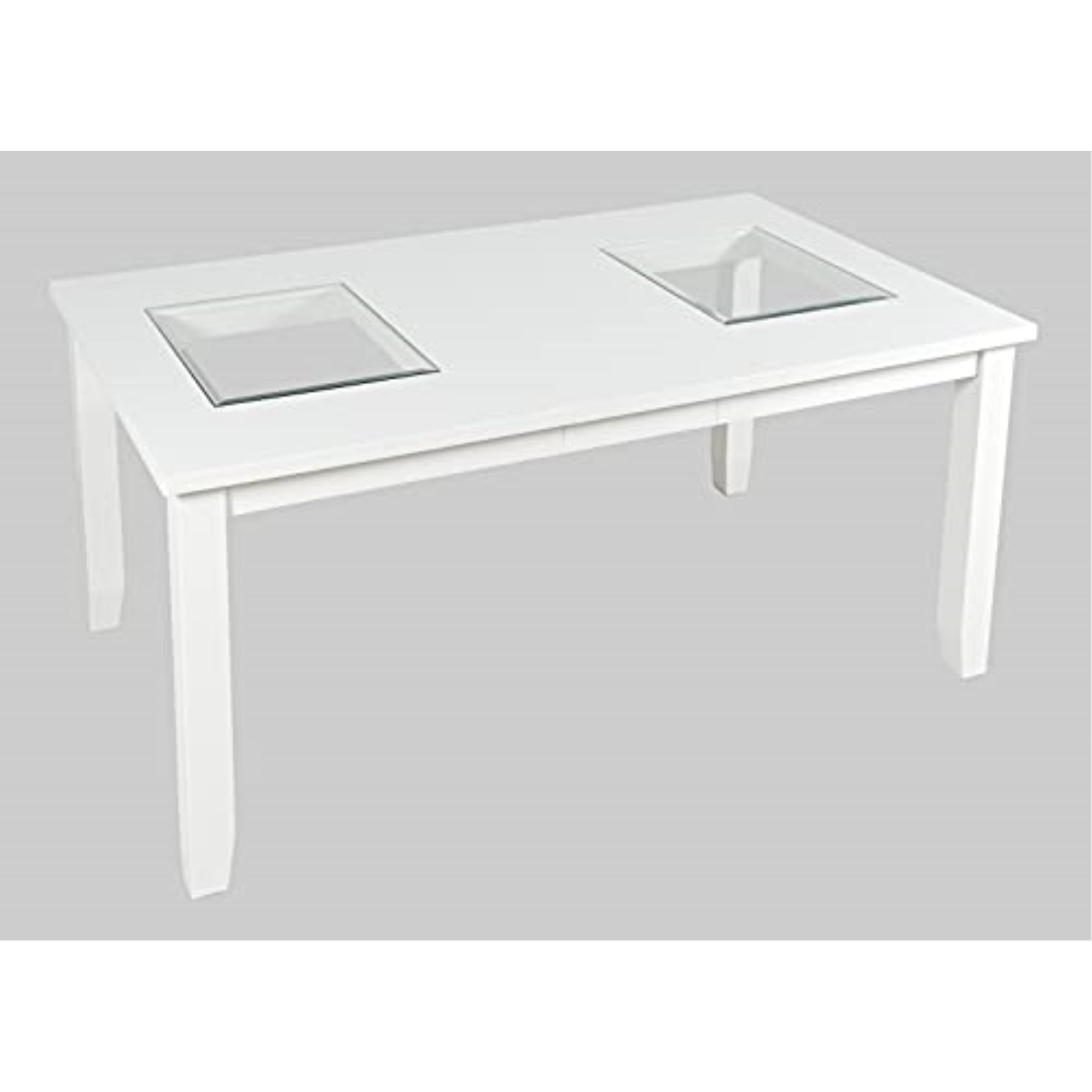 White Wood and Glass Extendable Dining Table