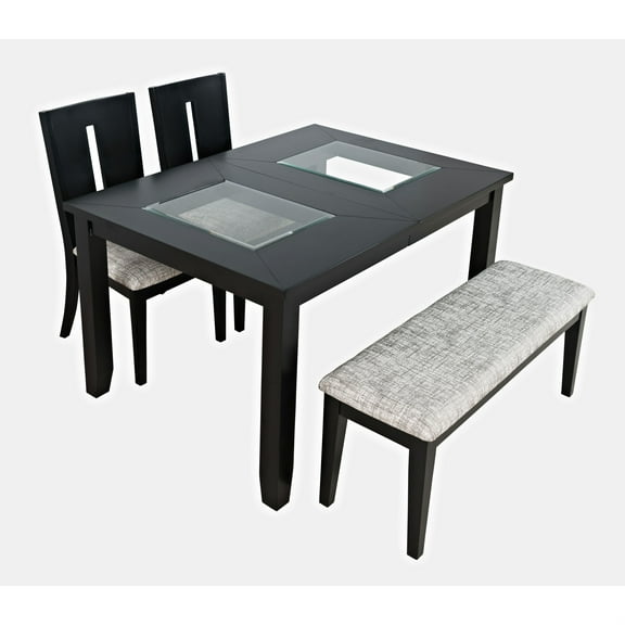 Jofran Urban Icon Contemporary 66" Four-Piece Dining Set with Upholstered Chairs and Bench