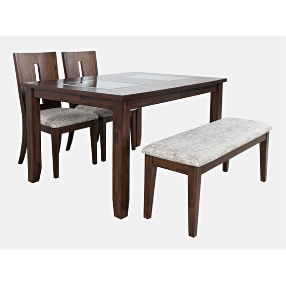 Jofran Urban Icon Contemporary 66" Four-Piece Dining Set with Upholstered Chairs and Bench
