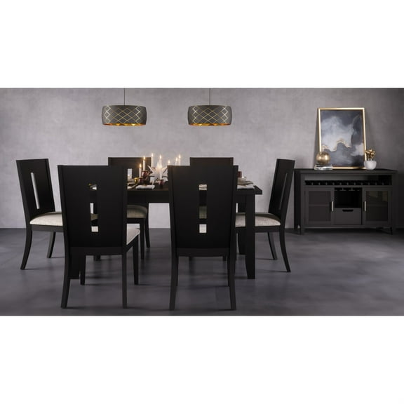 Jofran Urban Icon Contemporary 66" Seven-Piece Dining Set with Upholstered Chairs