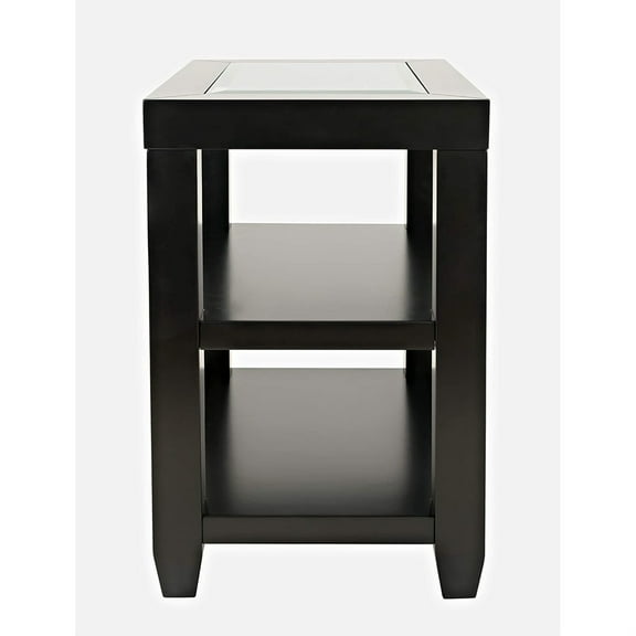 Jofran Urban Icon Contemporary Glass Inlay Chair Side End Table with Storage