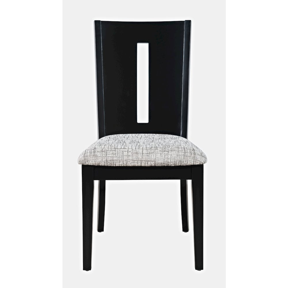 Black Upholstered Slotback Wood Side Chair