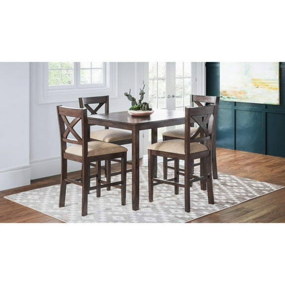Jofran Walnut Creek 5 Pack Dining Set - Counter Height Table with 4 Stools