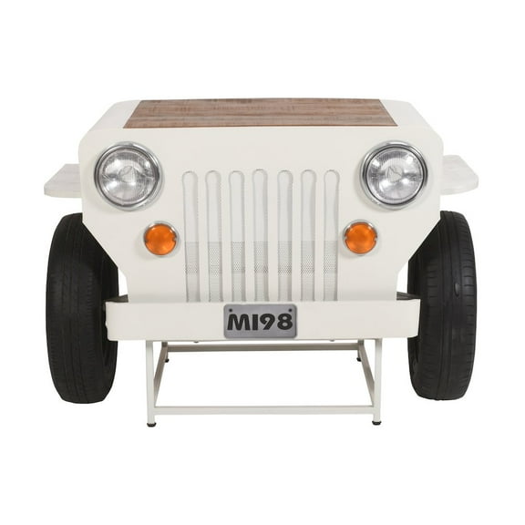 Jofran Weekender Vintage Military Vehicle Console Table Lounge Home Bar with Wine Rack