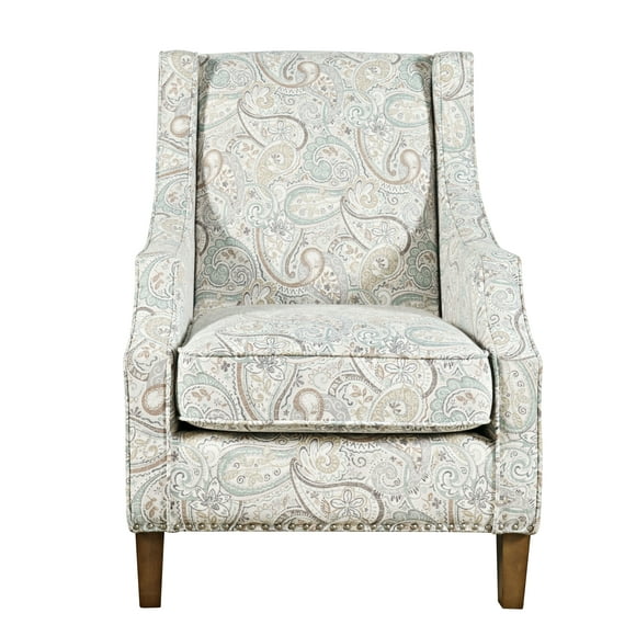 Jofran Westbrook Paisley Fabric Transitional Upholstered Accent Chair with Nailhead Trim