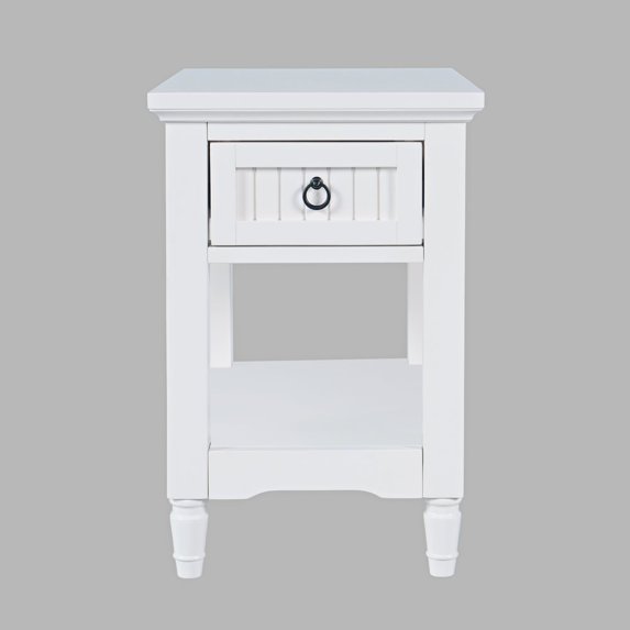 Jofran Westport Modern Farmhouse Chairside End Table with Storage Shelf