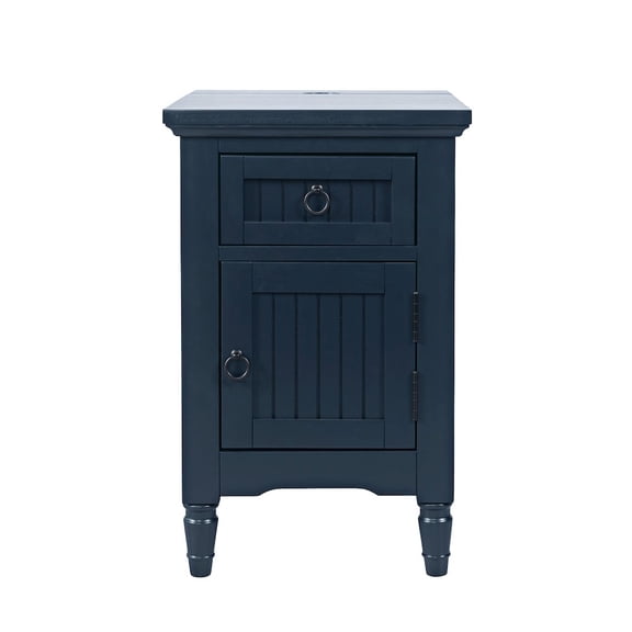 Jofran Westport Modern Farmhouse USB Charging Storage Cabinet Chairside End Table
