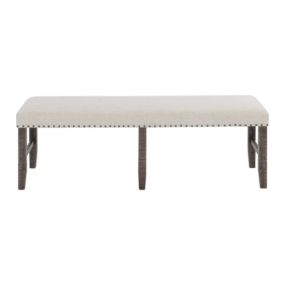 Jofran Willow Creek Distressed Solid Pine Upholstered Dining Bench