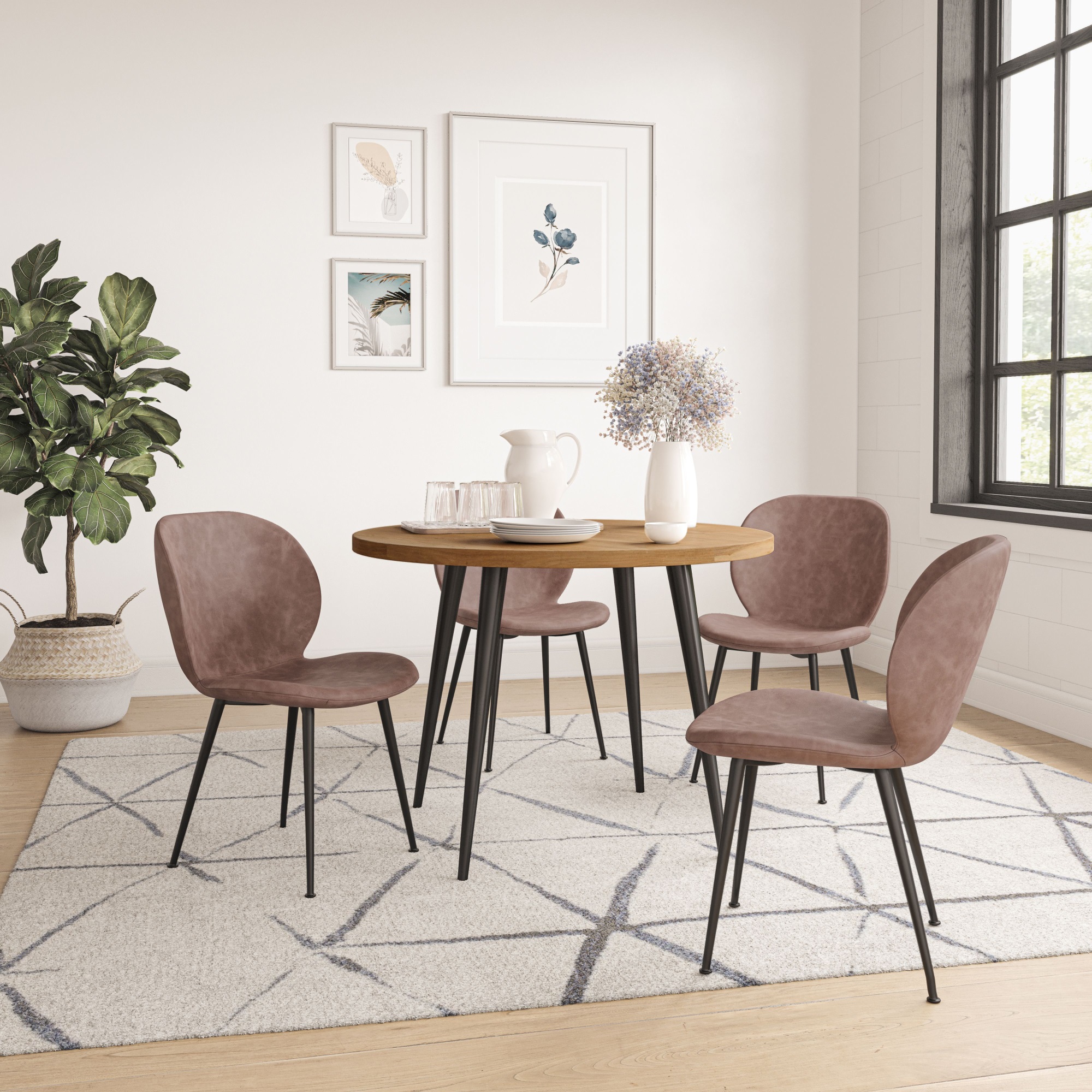 Jofran Wright Contemporary Upholstered Faux Leather Dining Chair (Set ...