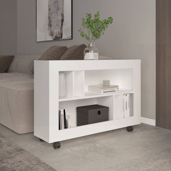 Joge 37.4" Console Table Cart - Six Shelves, Casters - Ideal for Living Room Centerpiece