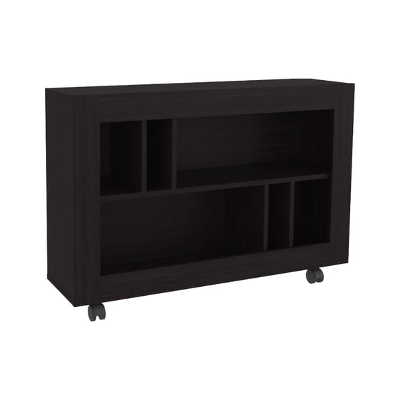 Joge 37,4" Wide Console Table Cart with Six Shelves, Casters, Entryway Table, Side Table, Living Room Table, for Living Room Black Wengue