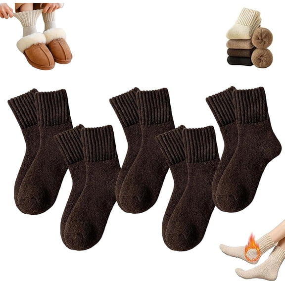 Jogestblish Women's Solid Mid-Calf Socks, Jogestblish/Gettoreach Women's Thermal Crew Socks 5 Pair Pack, for Fall Winter
