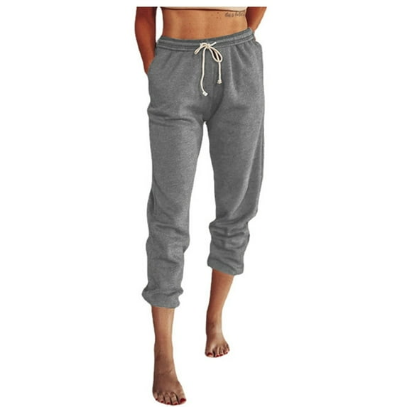Jogger Pant for Women Women Casual Solid High Waist Loose Pocket Straight Long Pants