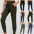 thumbnail image 1 of Jogger Pants for Women Womens High Waist Sports Pants Solid Lightweight Stretchy Workout Athletic Sweatpants Casual Pocket Comfy Yoga Jogger Long Pants Leggings Under $5, 1 of 7