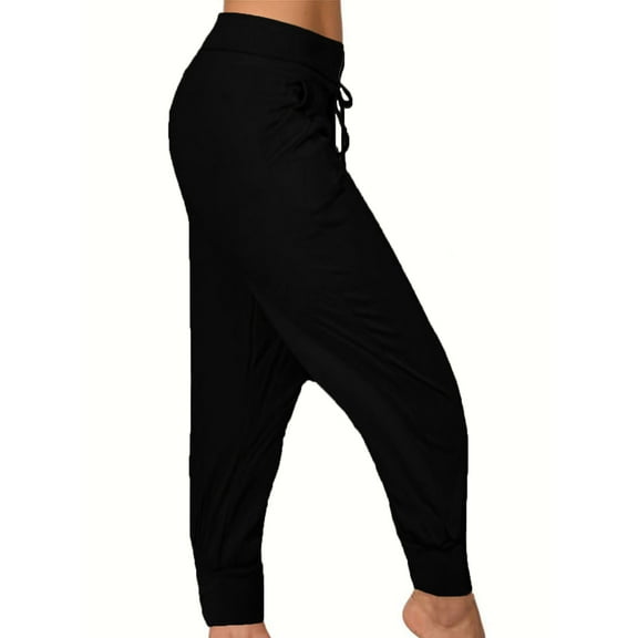 Jogger Pants Womens Athletic Workout Tapered Pants Loose Fit Casual Trousers Drawstring Waisted Bound Feet Sweatpants
