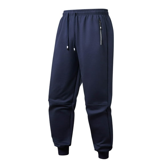 Jogger Pants for Men Fuzzy Fleece Joggers Sweatpants with Pockets Casual Workout Athletic Track Pants, Blue, L