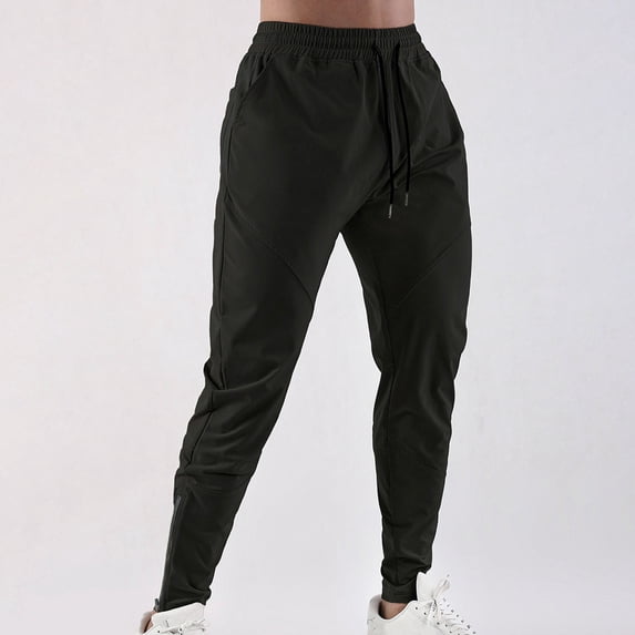 Jogger Pants for Men Tapered Slim Fit Drawstring Sweatpants Breathable Stretch Active Trousers Paneled Design Ankle Zipper Workout Outfits