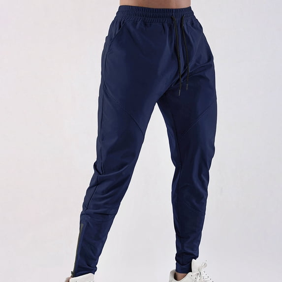 Jogger Pants for Men Tapered Slim Fit Drawstring Sweatpants Breathable Stretch Active Trousers Paneled Design Ankle Zipper Workout Outfits