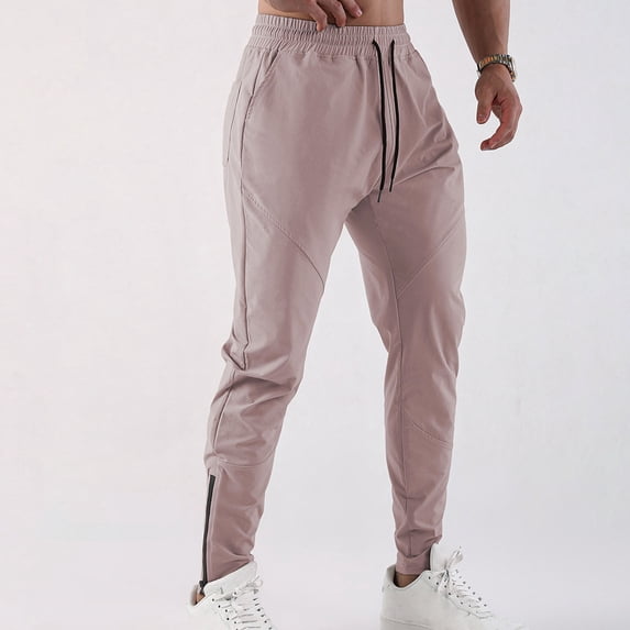 Jogger Pants for Men Tapered Slim Fit Drawstring Sweatpants Breathable Stretch Active Trousers Paneled Design Ankle Zipper Workout Outfits